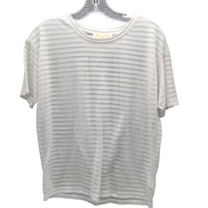 Michael Kors Striped White Semi-Sheer Tshirt Sz‎ M